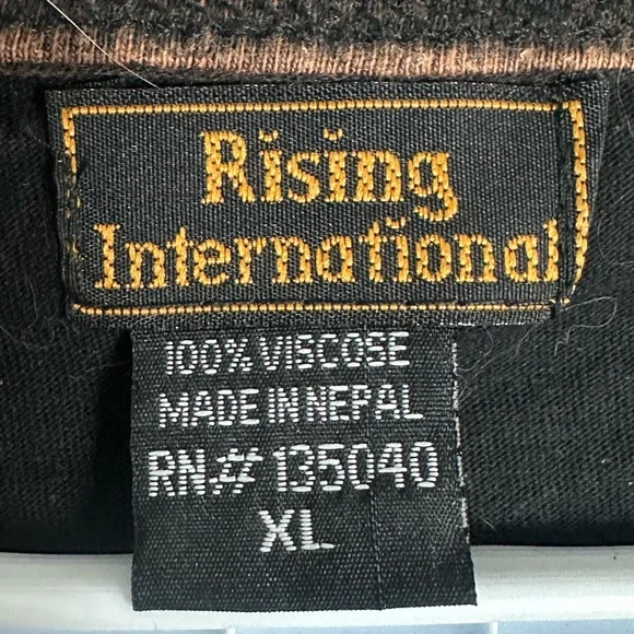 Rising International XL Patchwork Tunic Top Multicolor Scoop Neck Blouse - Picture 4 of 5